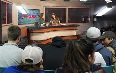News anchors at the SBU TV Studio news desk